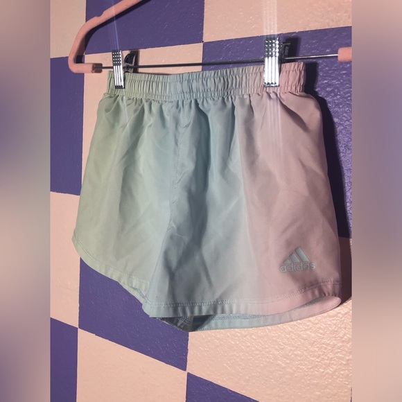 NWOT Adidas Ombre Woven Athletic Shorts in Pastel Rainbow - Size S / 7-8 - Picture 2 of 5